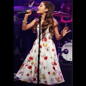 Lands' End Floral Cotton Surplice Wrap Fit and Flare Dress White Red Size 10